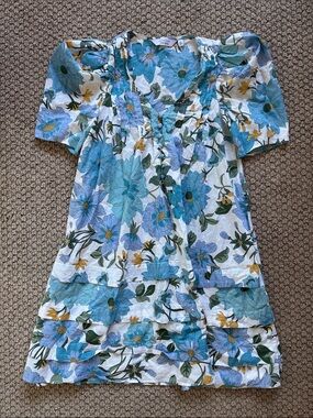 & Other Stories Blue Floral Tiered Cotton Dress